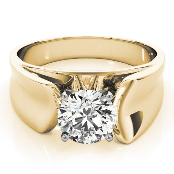 Solitaire Engagement Ring, style 80507, On hand view in yellow gold