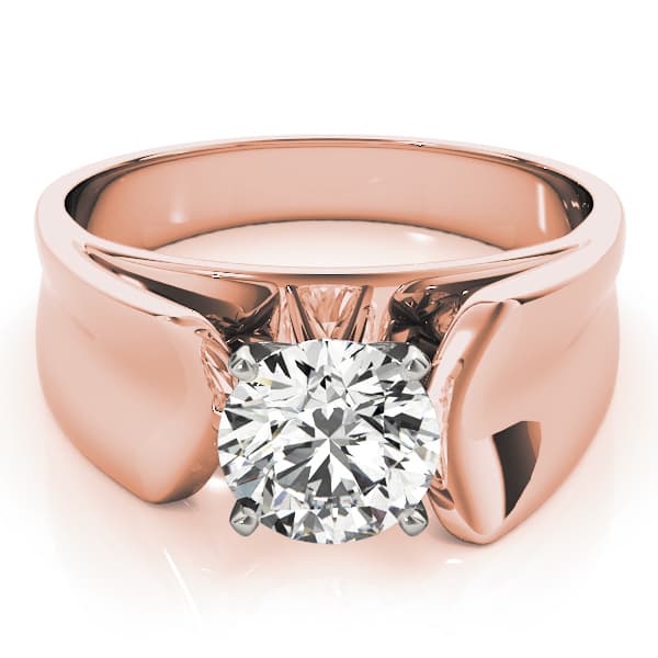Solitaire Engagement Ring, style 80507, On hand view in rose gold