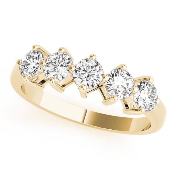 Prong Set Wedding Band (3/4 ct. tw.), Front view in yellow gold