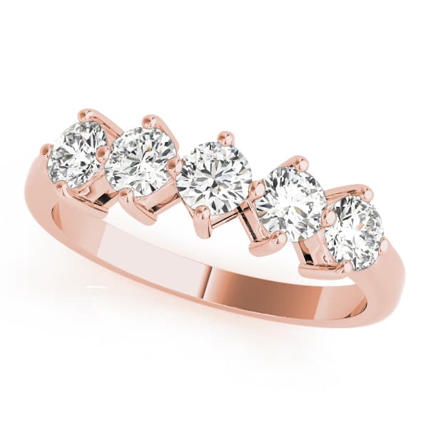 Prong Set Wedding Band (3/4 ct. tw.), Front view in rose gold