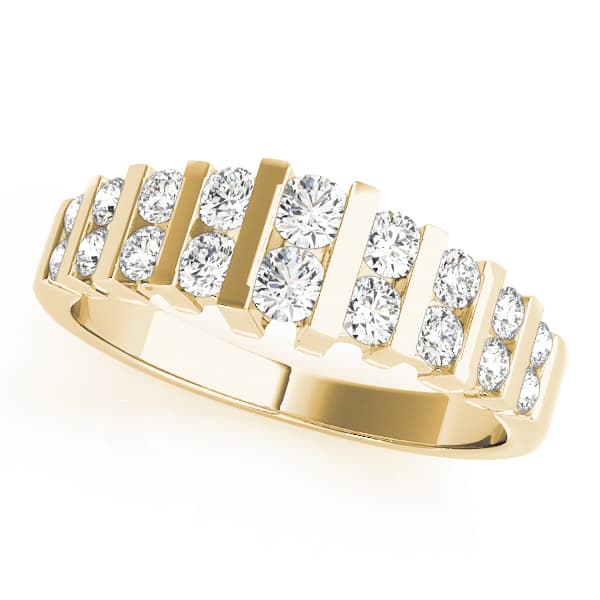 Double Row Bar Set Wedding Band (0.72 ct. tw.), Front view in yellow gold