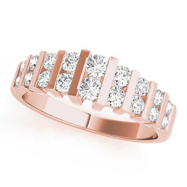 Double Row Bar Set Wedding Band (0.72 ct. tw.), Front view in rose gold