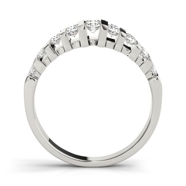Double Row Bar Set Wedding Band (0.72 ct. tw.), Side view in white gold or platinum