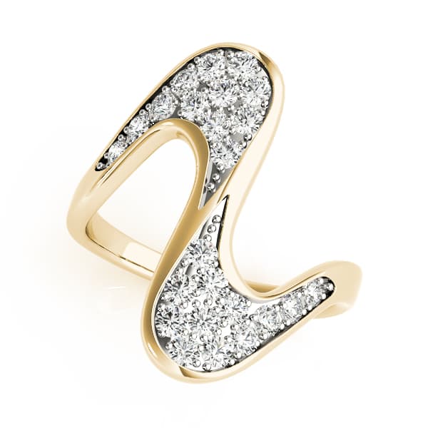 Pavé Set Curved Fashion Ring (1/4 ct. tw.), Front view in yellow gold