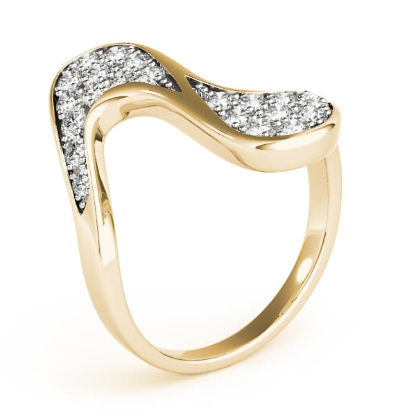 Pavé Set Curved Fashion Ring (1/4 ct. tw.), Angle view in yellow gold