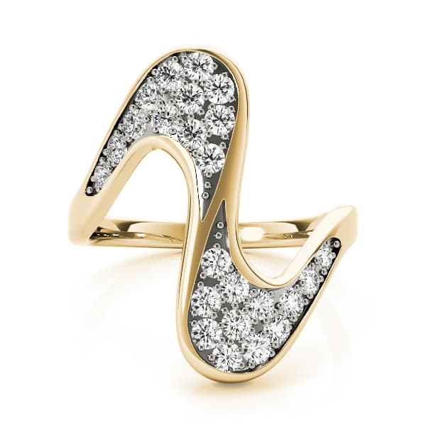 Pavé Set Curved Fashion Ring (1/4 ct. tw.), On hand view in yellow gold
