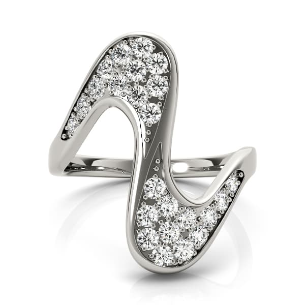 Pavé Set Curved Fashion Ring (1/4 ct. tw.), On hand view in white gold or platinum