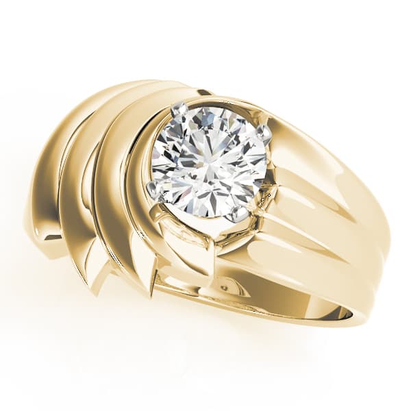 Swirl Solitaire Wide Engagement Ring, style 80540, Front view in yellow gold