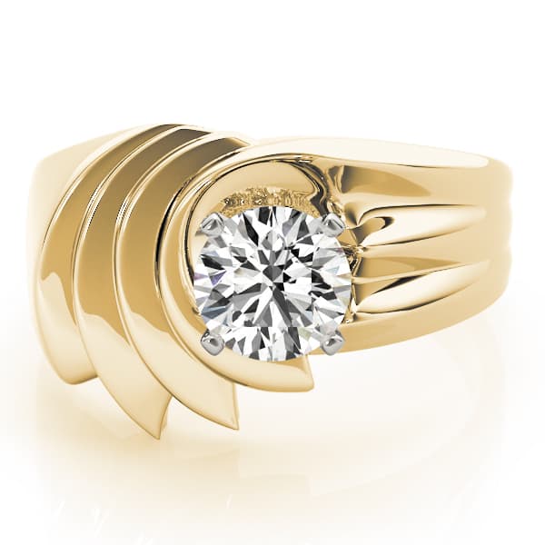 Swirl Solitaire Wide Engagement Ring, style 80540, On hand view in yellow gold