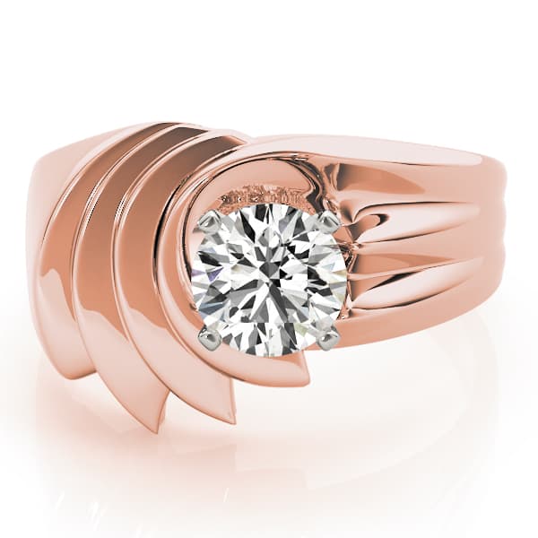 Swirl Solitaire Wide Engagement Ring, style 80540, On hand view in rose gold