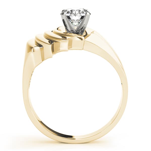Swirl Solitaire Wide Engagement Ring, style 80540, Side view in yellow gold