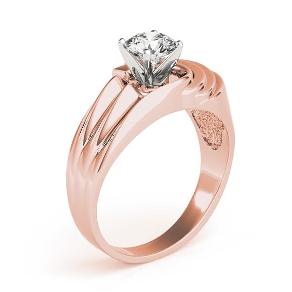 Swirl Solitaire Wide Engagement Ring, style 80540, Top view in rose gold