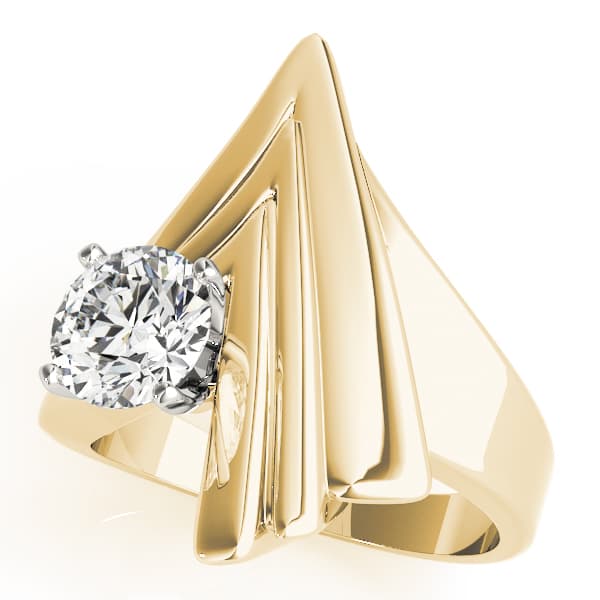 Contemporary Swirl Solitaire Engagement Ring, style 80552, Front view in yellow gold