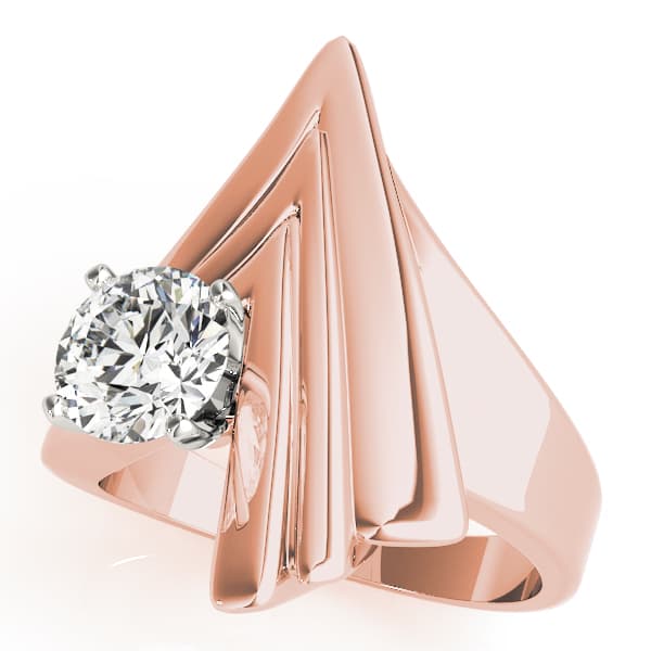 Contemporary Swirl Solitaire Engagement Ring, style 80552, Front view in rose gold