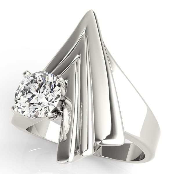 Contemporary Swirl Solitaire Engagement Rings — style 80552 in 10k White Gold
