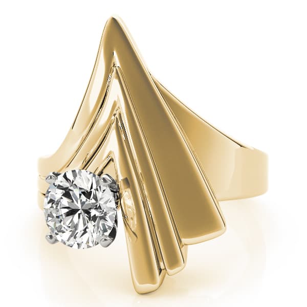 Contemporary Swirl Solitaire Engagement Ring, style 80552, On hand view in yellow gold