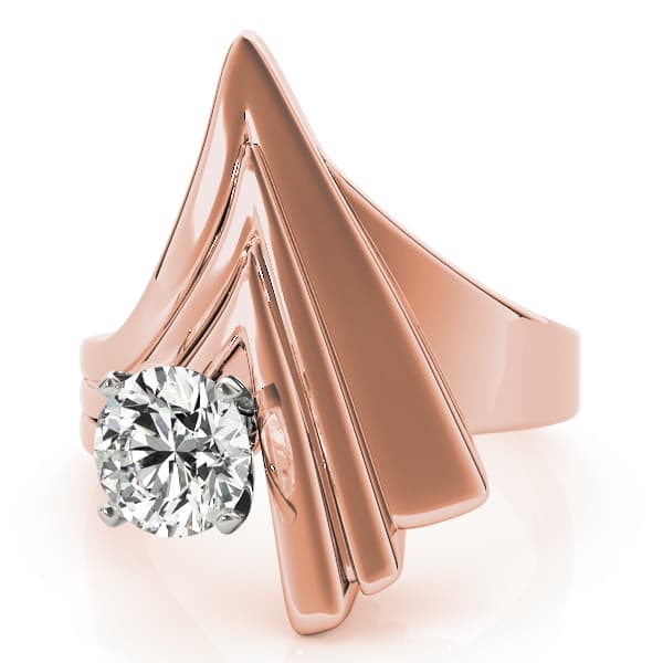 Contemporary Swirl Solitaire Engagement Ring, style 80552, On hand view in rose gold