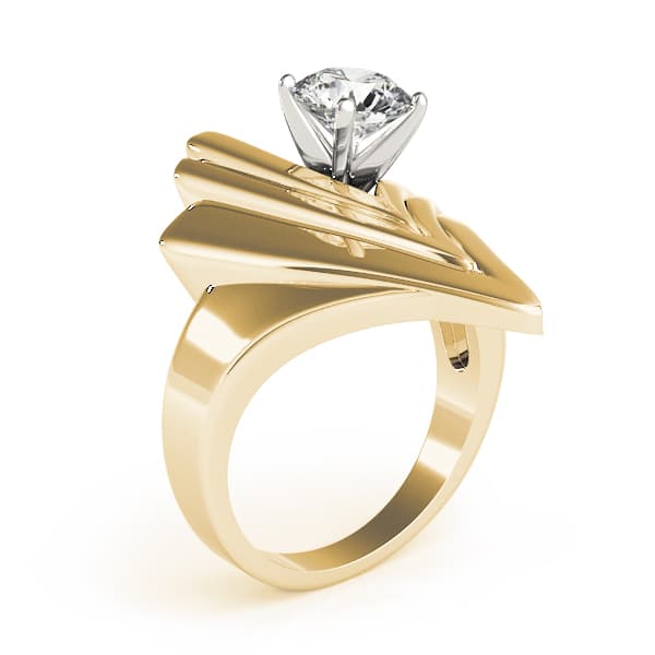 Contemporary Swirl Solitaire Engagement Ring, style 80552, Top view in yellow gold