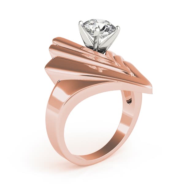 Contemporary Swirl Solitaire Engagement Ring, style 80552, Top view in rose gold