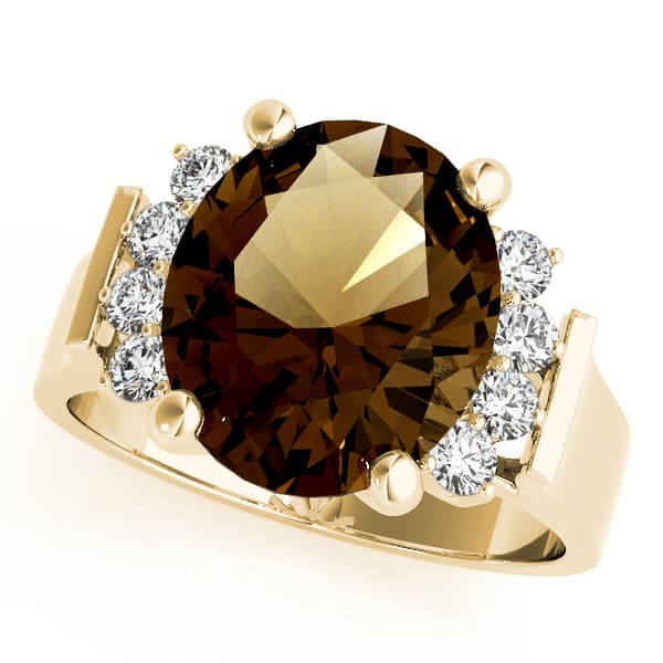 Solitaire Plus Oval Color Ring (0.4 ct. tw.), Front view in yellow gold