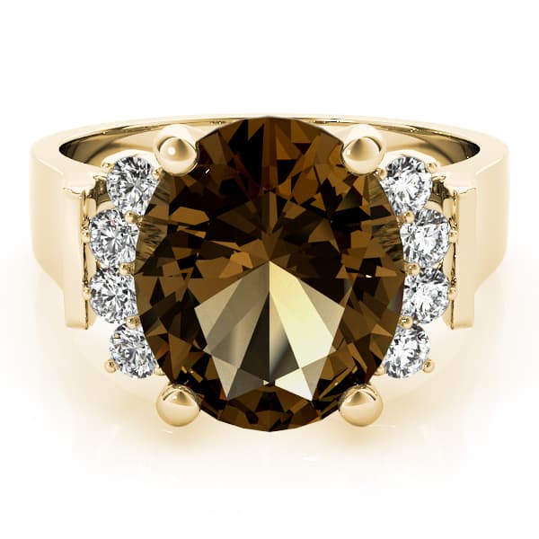 Solitaire Plus Oval Color Ring (0.4 ct. tw.), On hand view in yellow gold
