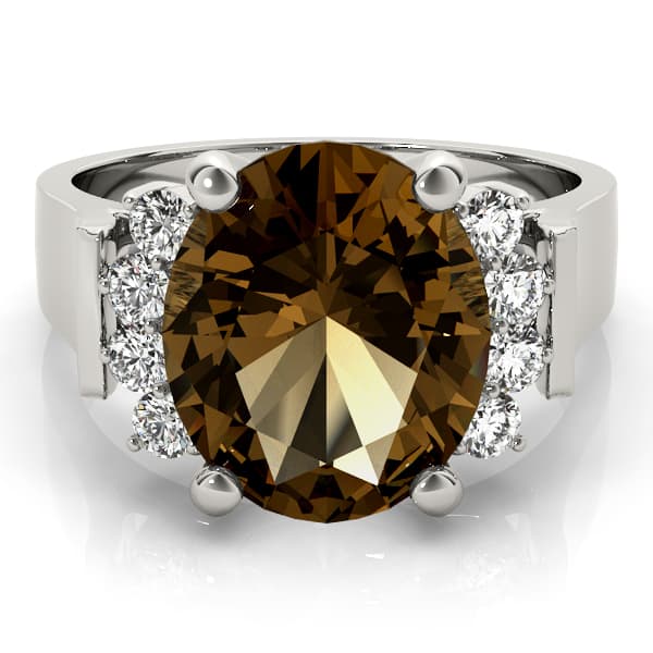 Solitaire Plus Oval Color Ring (0.4 ct. tw.), On hand view in white gold or platinum