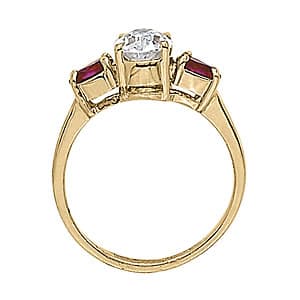 Oval Gemstone Ring, Side view in white gold or platinum
