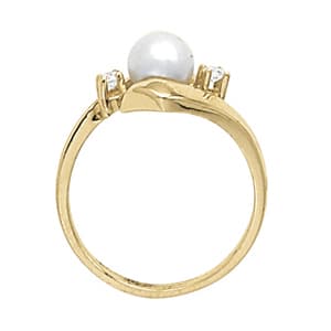 Bypass Fashion Pearl Ring (0.08 ct. tw.), Side view in white gold or platinum