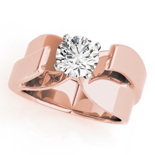 Solitaire Engagement Ring, style 80604, Front view in rose gold