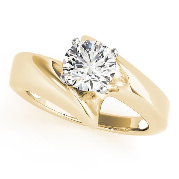 Solitaire Engagement Ring, style 80606, Front view in yellow gold