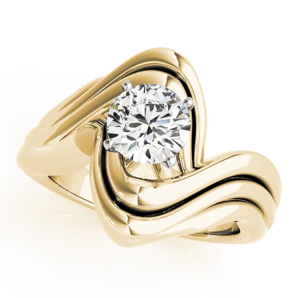 Swirl Solitaire Engagement Ring, style 80627, Front view in yellow gold