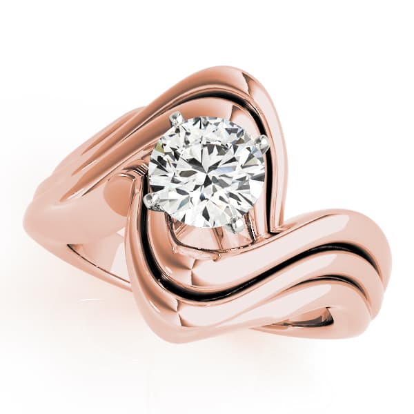 Swirl Solitaire Engagement Ring, style 80627, Front view in rose gold