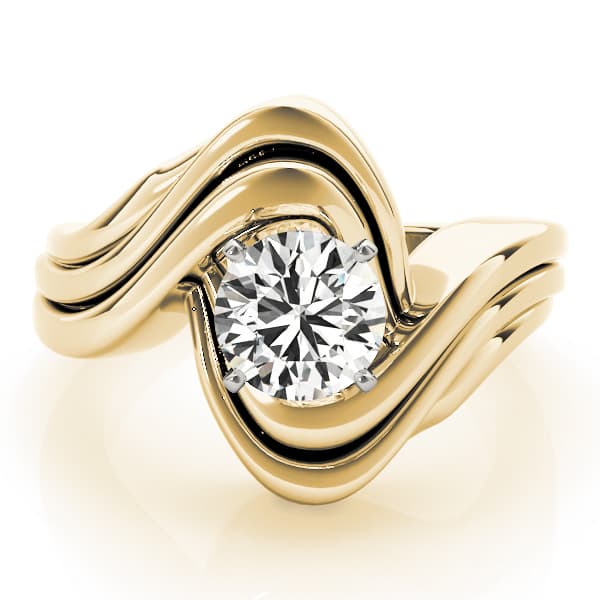 Swirl Solitaire Engagement Ring, style 80627, On hand view in yellow gold