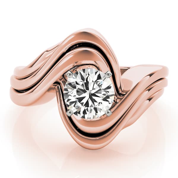 Swirl Solitaire Engagement Ring, style 80627, On hand view in rose gold