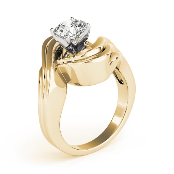 Swirl Solitaire Engagement Ring, style 80627, Top view in yellow gold