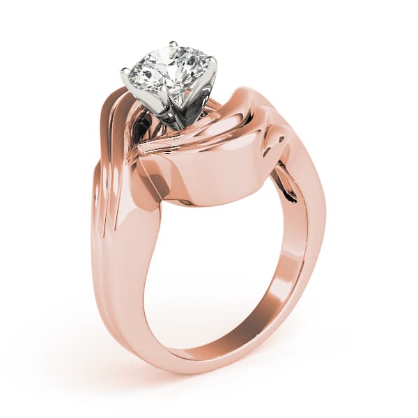 Swirl Solitaire Engagement Ring, style 80627, Top view in rose gold
