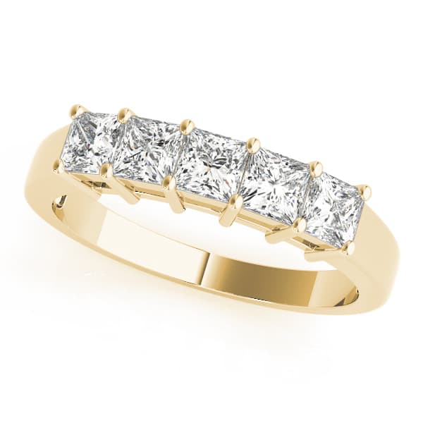 Fancy Shape Princess Wedding Band (1.05 ct. tw.), Front view in yellow gold