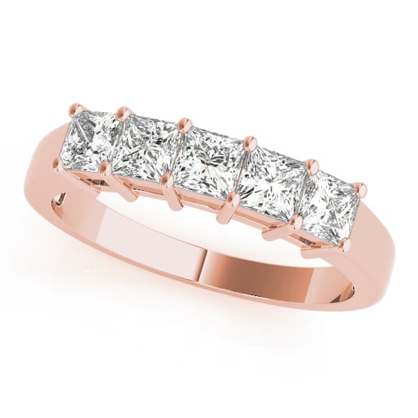 Fancy Shape Princess Wedding Band (1.05 ct. tw.), Front view in rose gold