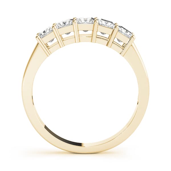 Fancy Shape Princess Wedding Band (1.05 ct. tw.), Side view in yellow gold