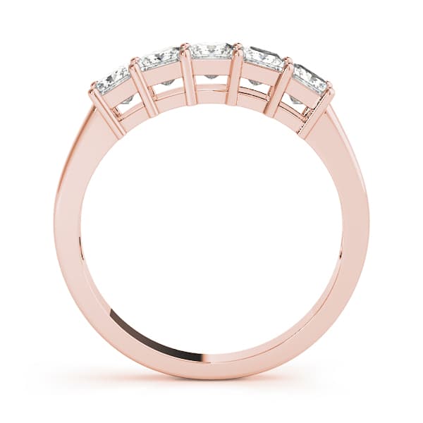 Fancy Shape Princess Wedding Band (1.05 ct. tw.), Side view in rose gold