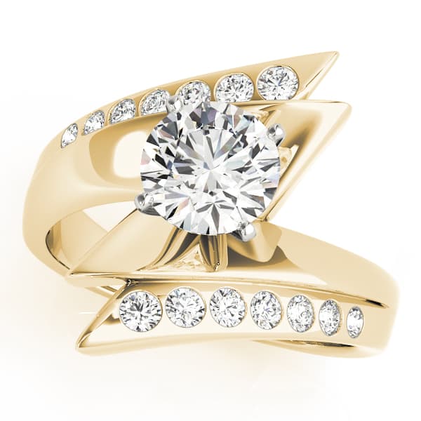 Scatter Sharp Swirl Engagement Ring, style 80654, Front view in yellow gold