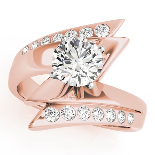 Scatter Sharp Swirl Engagement Ring, style 80654, Front view in rose gold