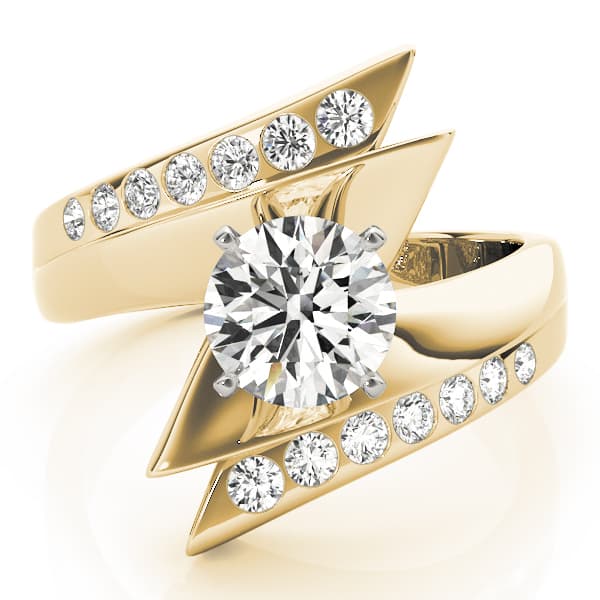 Scatter Sharp Swirl Engagement Ring, style 80654, On hand view in yellow gold
