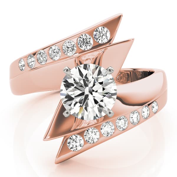Scatter Sharp Swirl Engagement Ring, style 80654, On hand view in rose gold