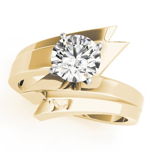 Bypass Solitaire Round Engagement Ring, style 80655, Front view in yellow gold