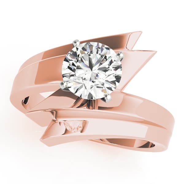 Bypass Solitaire Round Engagement Ring, style 80655, Front view in rose gold