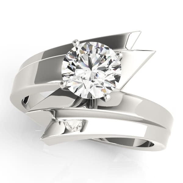 Bypass Solitaire Round Engagement Ring — style 80655 in 10k White Gold