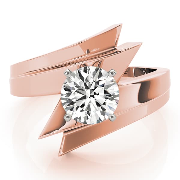 Bypass Solitaire Round Engagement Ring, style 80655, On hand view in rose gold