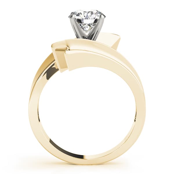 Bypass Solitaire Round Engagement Ring, style 80655, Side view in yellow gold