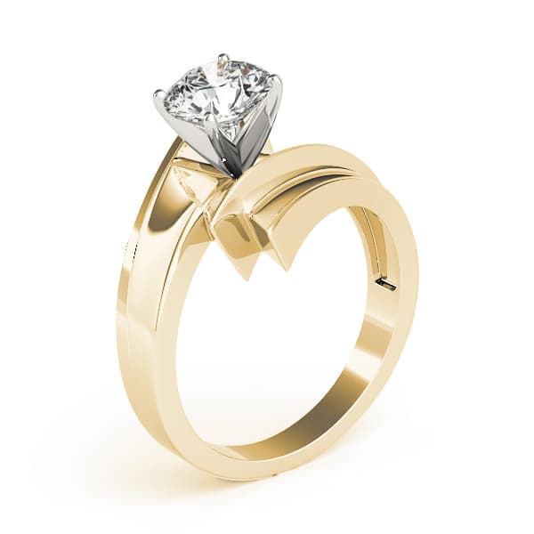 Bypass Solitaire Round Engagement Ring, style 80655, Top view in yellow gold